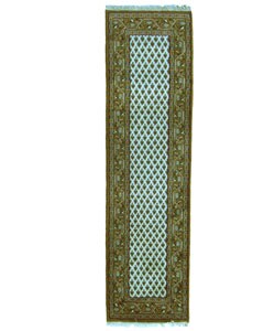 Sarouk Mir Ivory/ Beige Hand-knotted Rug (2'6 x 9')