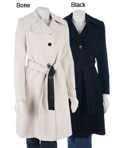 DKNY Single Breasted Belted Cashmere Blend Trench Coat