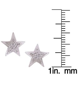 Sterling Silver and 34 Diamond Star Stud Earrings
