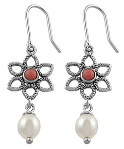 Pink Coral Cultured Freshwater Pearl Earrings