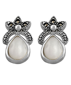 Sterling Silver Mother of Pearl Crown Earrings