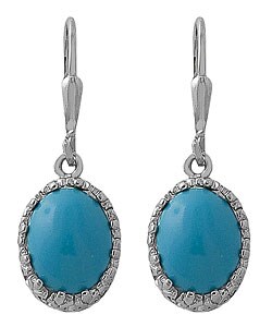 Sterling Silver Oval Turquoise Earrings
