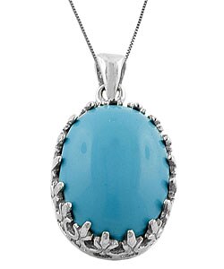 Fremada Sterling Silver Turquoise Oval Necklace