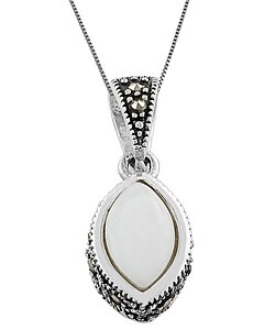 Sterling Silver Mother of Pearl Almond Necklace