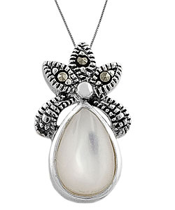 Sterling Silver Mother of Pearl Crown Necklace
