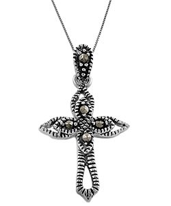 Sterling Silver Marcasite Cross Necklace