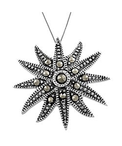 Sterling Silver Marcasite Sunflower Necklace