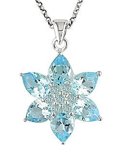 Silver Sky Blue Topaz Flower Necklace (Case of 3)