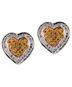 10k Two-tone Gold 1/3ct TDW Diamond Heart Earrings