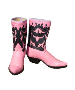 Jurassic Pink and Black Ostrich Cowboy Boots
