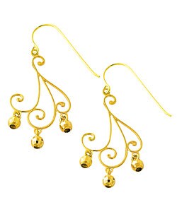 14k Yellow Gold Peacock Drop Earrings
