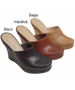 Anne Klein New York Leather Wedge Clogs
