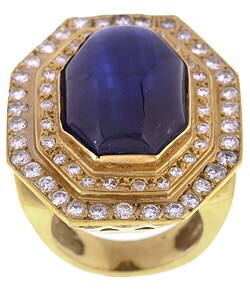 18k Yellow Gold Sapphire and Diamond Cocktail Ring