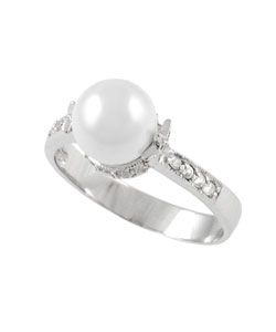 Tressa Sterling Silver with Faux Pearl CZ Ring