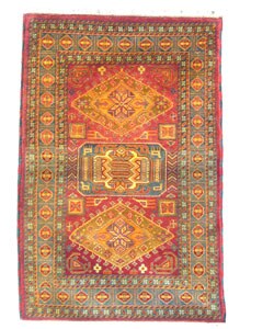Indo Kazak Hand-knotted Red/Gray Wool Rug (4' x 6')