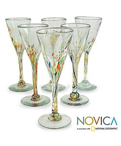 'Multicolor Specks' Champagne Flutes Set (Mexico)