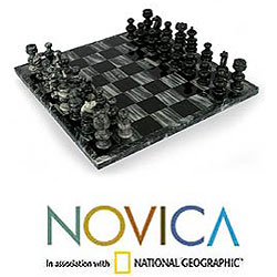 'Check in Gray' Onyx and Marble Chess Set (Mexico)
