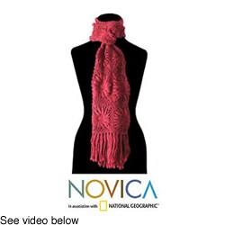 'Rosewood Daisy' Alpaca Wool Scarf (Peru)