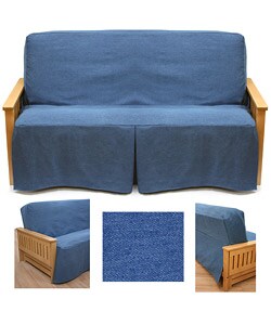 Full Size Tumbled Jeans Skirted Futon Slipcover