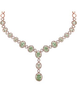 Green Amethyst and 3 3/4ct TDW Diamond Necklace
