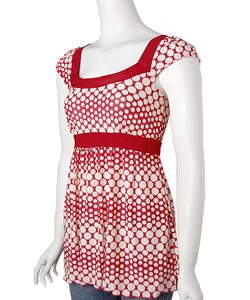 Hot Tempered Women's Red and White Dotted Top
