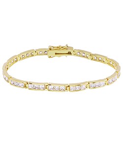 14k Gold Overlay CZ Diamoness Tennis Bracelet