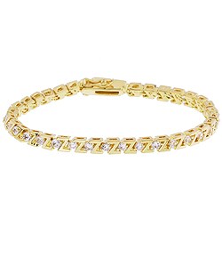 14k Gold Overlay CZ Diamoness Tennis 'Z' Bracelet