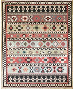 Hand-knotted Kuba Kilim Red Wool Rug (8'6 x 11'6)