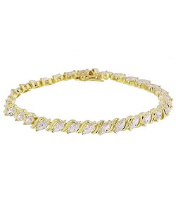 14k Gold Overlay CZ Marquise Tennis Bracelet