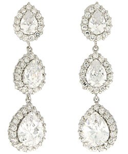 Charles Winston Dangling Style Clear CZ Earrings