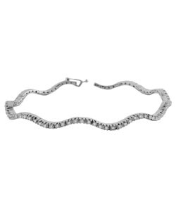 18k White Gold 1 1/4ct TDW Diamond Wave Bracelet