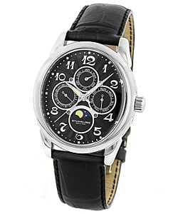 Stuhrling 'Aviator Calendar' Men's Moon Phase Watch