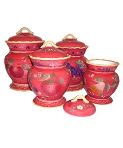 Sandy's Orchard Handpainted 4-piece Canister Set