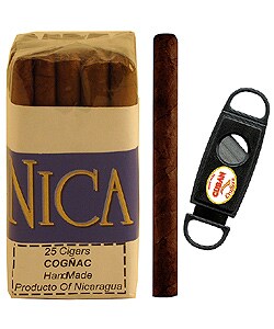 NICA Cognac Mini Cigars and Cigar Cutter (Set of 50 Cigars)