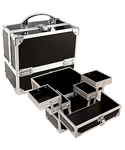 Black Four Tier Makeup Train Case