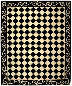 Hand-hooked Diamond Black/ Ivory Wool Rug (7'9 x 9'9)