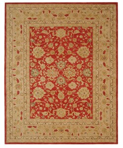 Handmade Traditional Mahal Ancestry Red/ Ivory Wool Rug (9' x 12')
