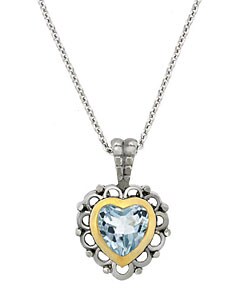 Glitzy Rocks Sterling Silver Blue Topaz Heart Necklace