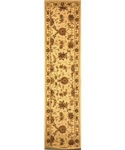 Handmade Traditions Isfahan Ivory Wool and Silk Runner (2'3 x 8')