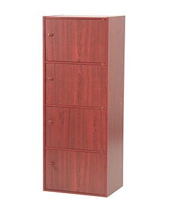 Mahogany 4-tier Storage Cubbies with Doors