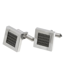 Men's Titanium and Black Steel Cufflinks