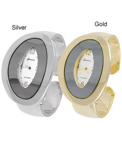 Geneva Platinum Oval Bezel Cuff Watch