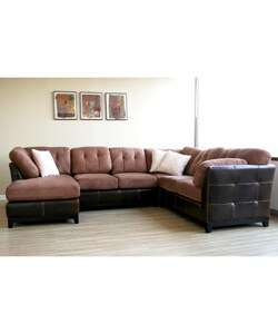 Aldan Brown Bi-cast Leather/ Microfiber 4-piece Sofa Set
