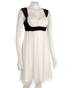 Donna Ricco Sleeveless Empire Dot Dress