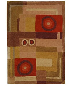 Handmade Rodeo Drive Forbes Khaki/ Rust N.Z. Wool Rug (5' x 8')