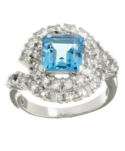 Chateau D'Argent Sterling Silver Blue/ White Topaz Ring