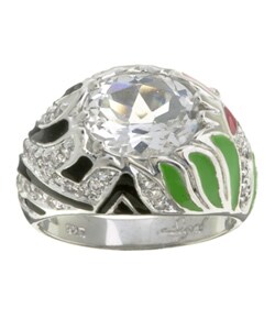 Chateau D'Argent Sterling Silver Enamel CZ Ring