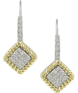 14k Two-tone 1/5ct TDW Diamond Leverback Earrings