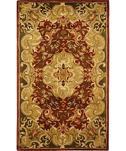 Handmade Classic Juliette Rust/ Green Wool Rug (3' x 5')