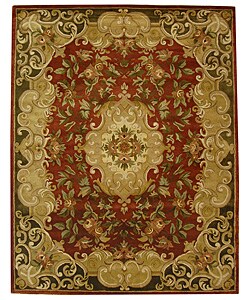 Handmade Classic Juliette Rust/ Green Wool Rug (9'6 x 13'6)